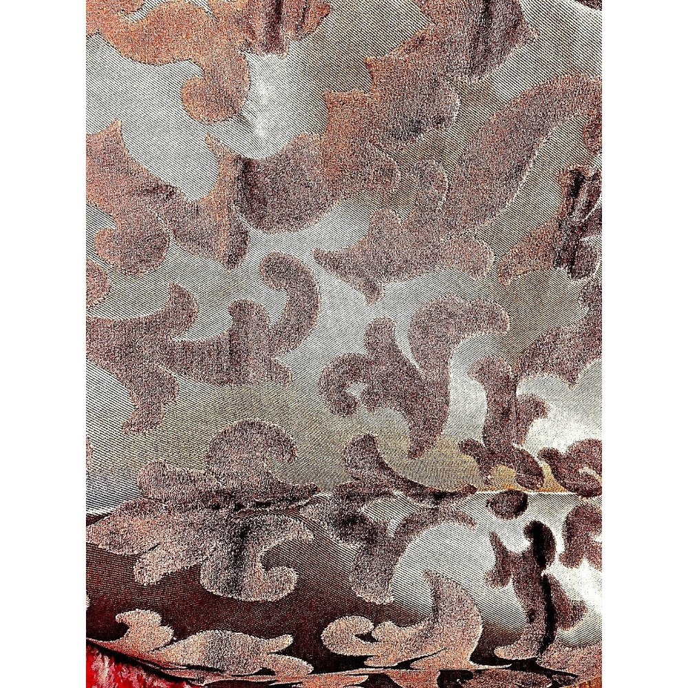 Metallic Silver Purple Duralee Floral Cut Out Velvet Upholstery Fabric 58" x 26"